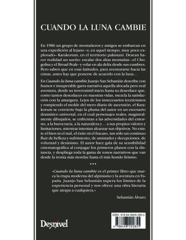 Libro CUANDO LA LUNA CAMBIE. HISTORIA DE UNA EXPEDICIÓN AL KARAKORUM- Desnivel