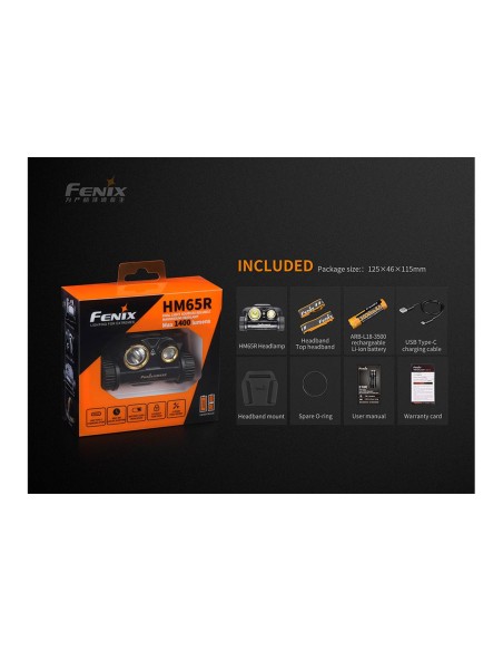 Frontal Fenix HM65R 1400 lúmenes (incluye batería 18650 3500 mAh